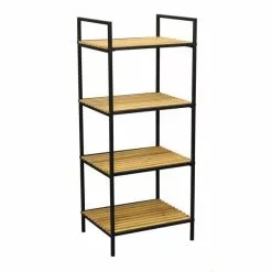 Bambu Hyllykkö 4-hyllyllä Musta