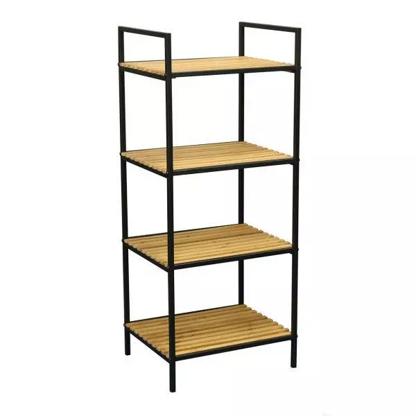 Bambu Hyllykkö 4-hyllyllä Musta