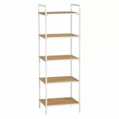 Bambu Hyllykkö 5-hyllyllä Valkoinen