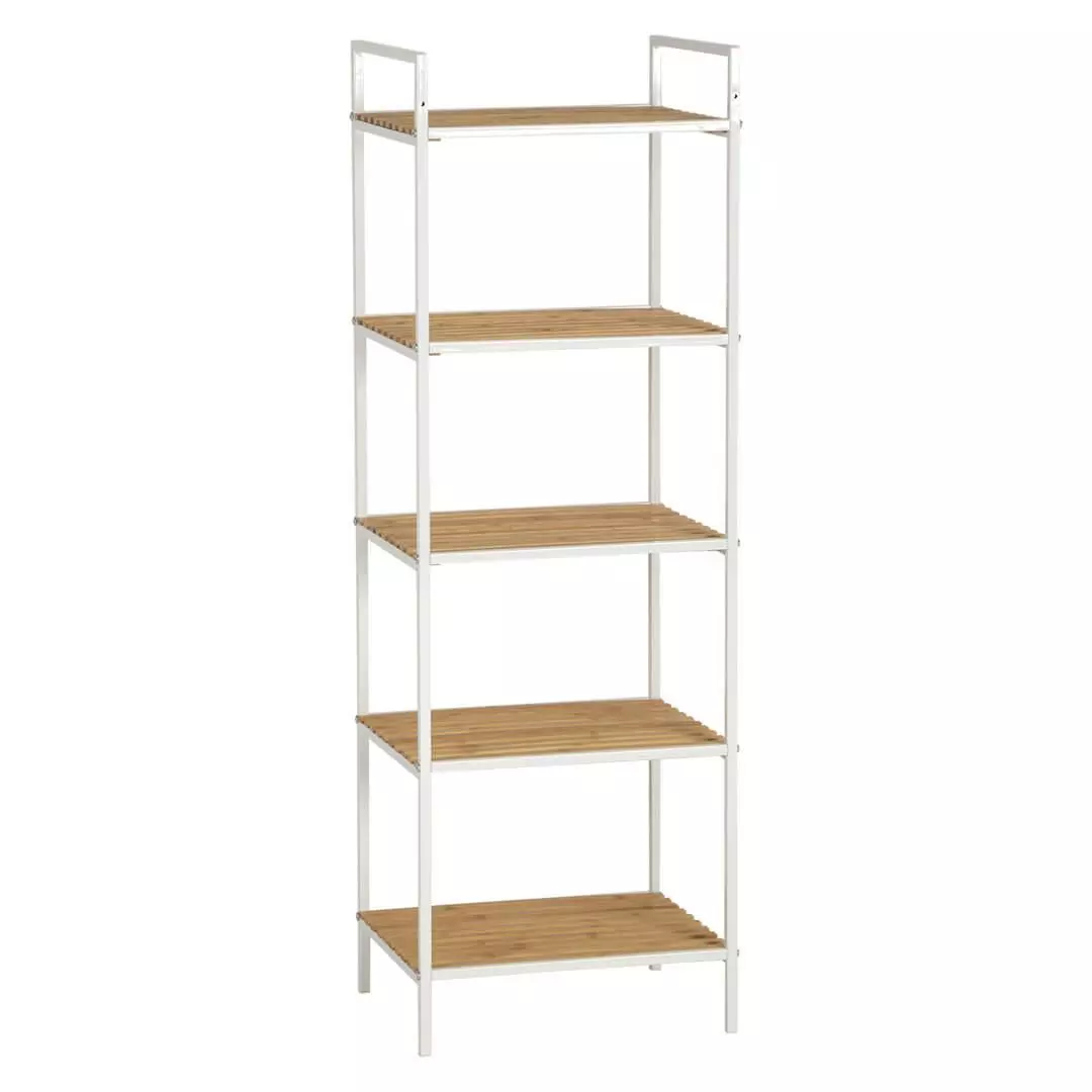 Bambu Hyllykkö 5-hyllyllä Valkoinen