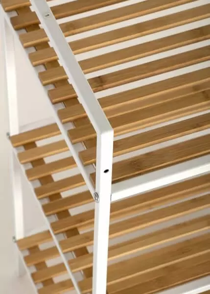 Bambu Hyllykkö 5-hyllyllä Valkoinen - Image 2