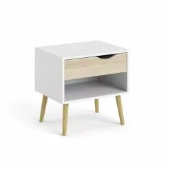 Delta Yöpöytä Valkoinen/duntetammi