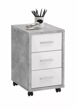 Diego 2 Rullalaatikosto Betoni/valkoinen