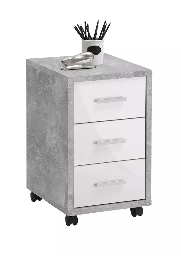 Diego 2 Rullalaatikosto Betoni/valkoinen