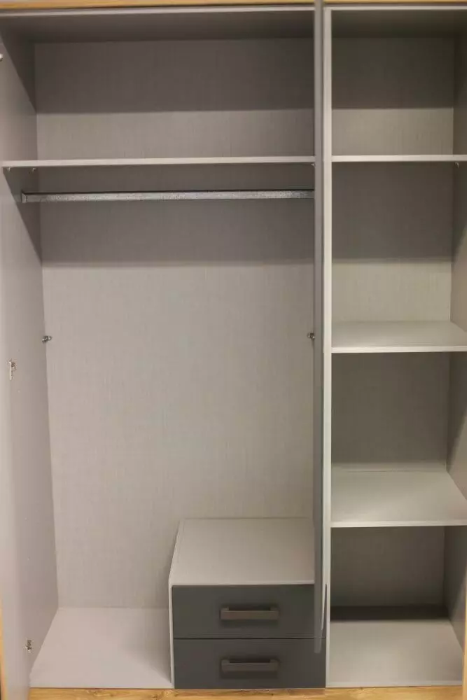 Industrial 3-ovinen Vaatekaappi Blanked Oak - Image 2