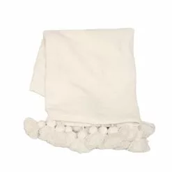 Mattokymppi Sävel Torkkupeitto Valkoinen/tupsu 125x150cm