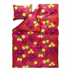 Vallila Kiovan Kukka Satiinipussilakanasetti Red 150x210 Cm