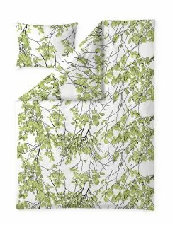 Vallila Lehtisade Pussilakanasetti Leaf Green 150x210 Cm